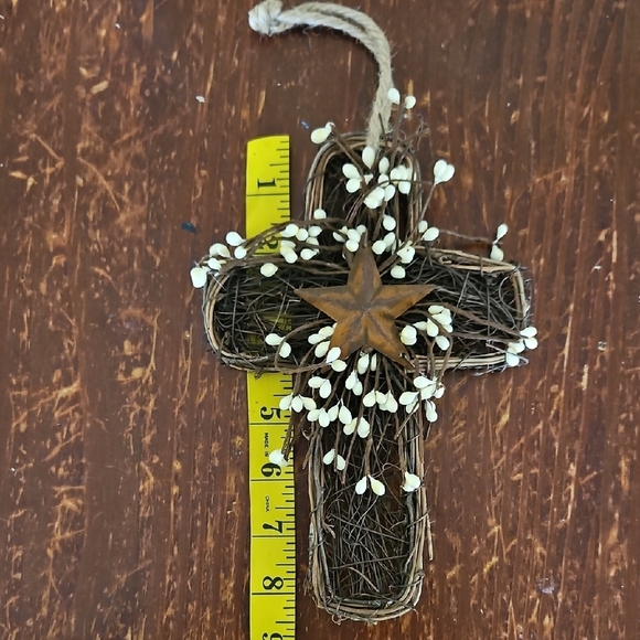 Rustic Wicker Cross with Star and White Accents - Picture 6 of 7